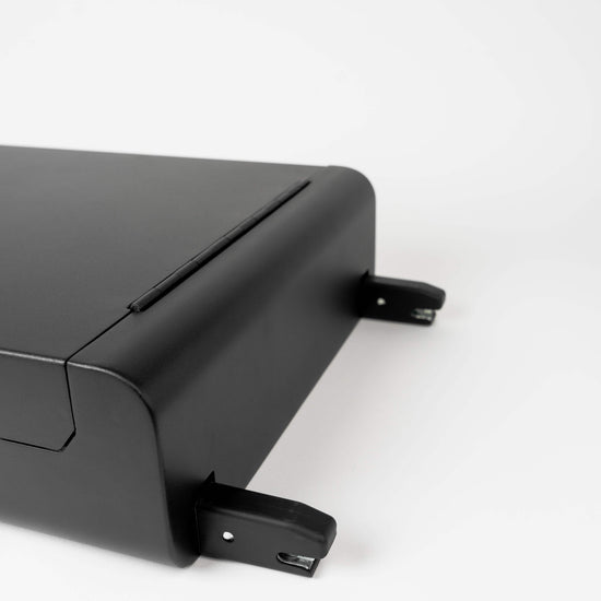 BoostedSafe base side view showing steel mounting brackets