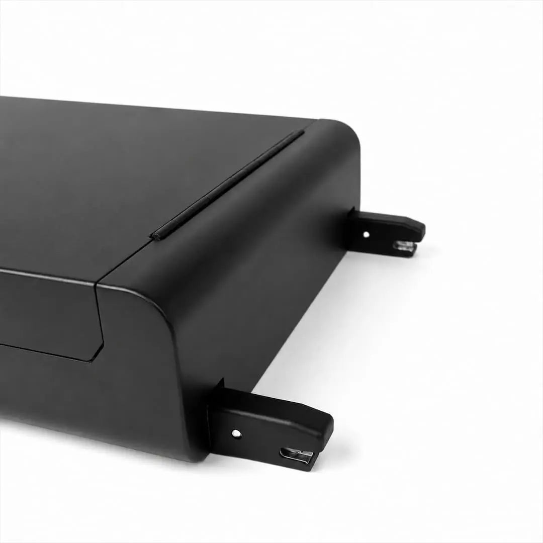 Close-up of the Boosted Safe base showing ISOFIX mounting brackets for secure vehicle installation.