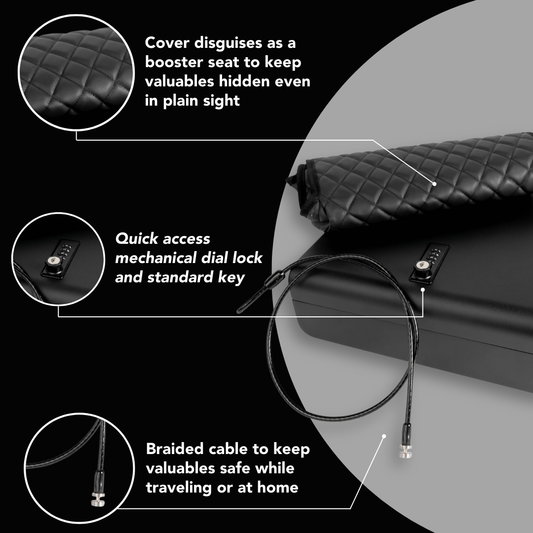 BoostedSafe Basic features booster seat cover mechanical dial lock braided cable