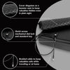 Product feature graphic showing gas hinge lid, advanced disk detainer lock, and durable 16-gauge steel construction.