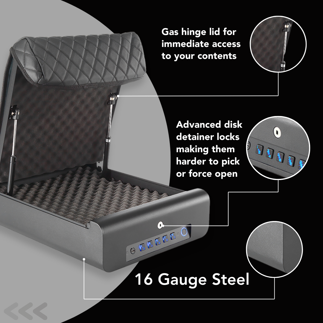 BoostedSafe Basic features gas hinge disk detainer locks 16 gauge steel
