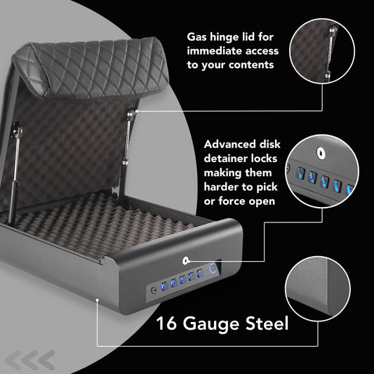 BoostedSafe Basic features gas hinge disk detainer locks 16 gauge steel