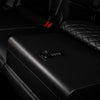 Open Boosted Safe installed on a truck rear seat with foam-lined storage compartment for valuables.