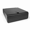 Closed Boosted Safe portable vehicle lockbox with mechanical combination lock on a white background.