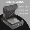 BoostedSafe Elite dimensions diagram 15.1 x 13.6 x 4.25 inches