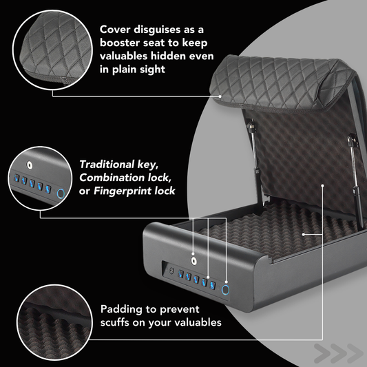 BoostedSafe Elite features booster seat cover triple lock options padding
