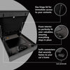 Feature graphic highlighting the foam interior, gas hinge lid, and ISOFIX connectors of the Boosted Safe Elite.