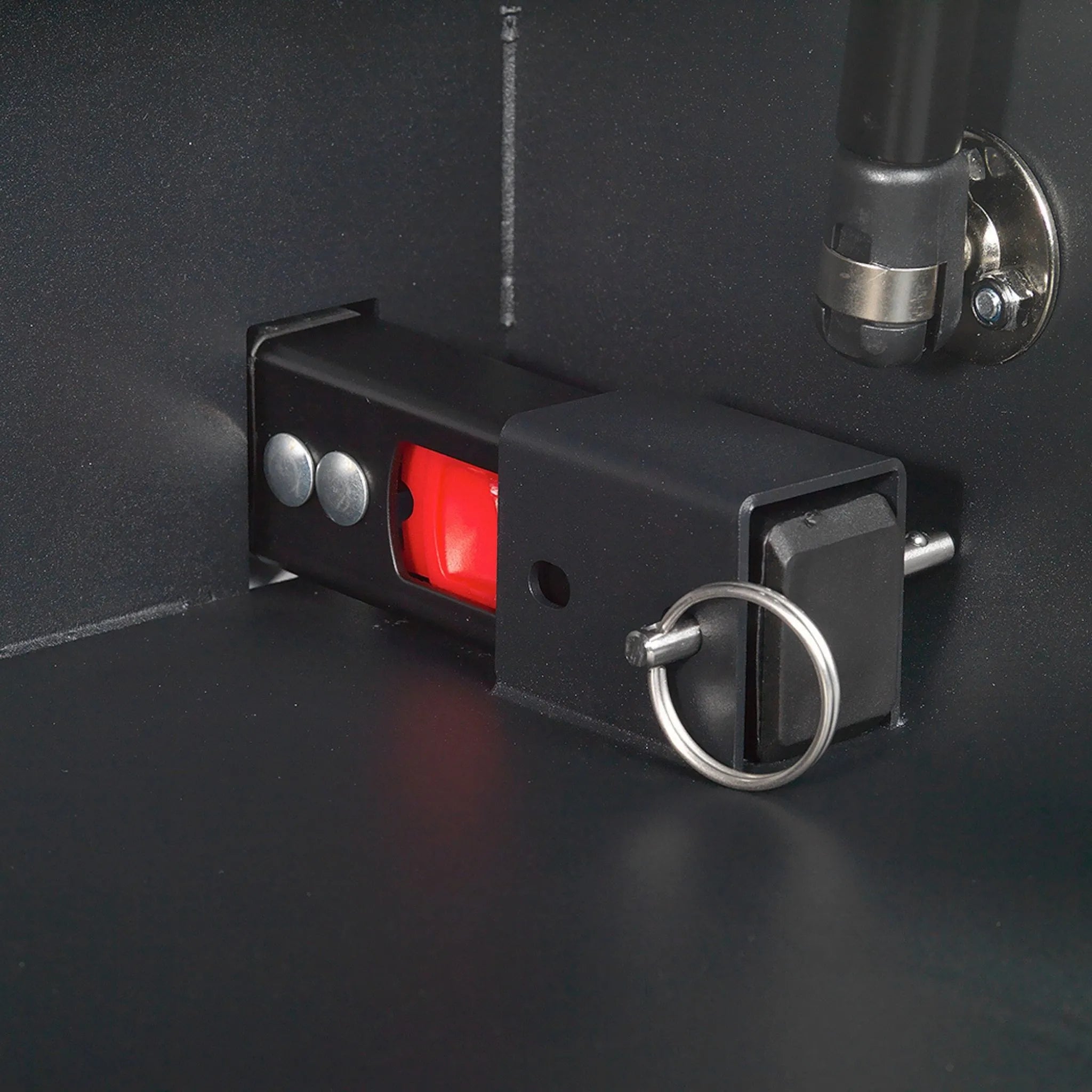 BoostedSafe Elite ISOFIX locking pin engaged with vehicle anchor hardware