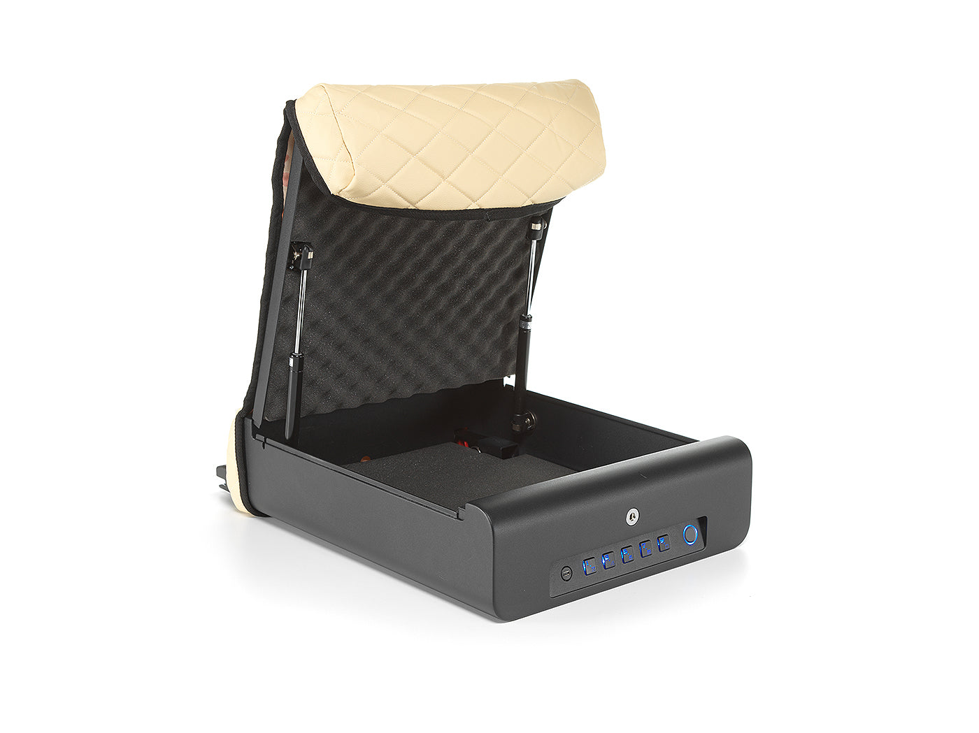 BoostedSafe Elite open with Beige cover showing digital keypad