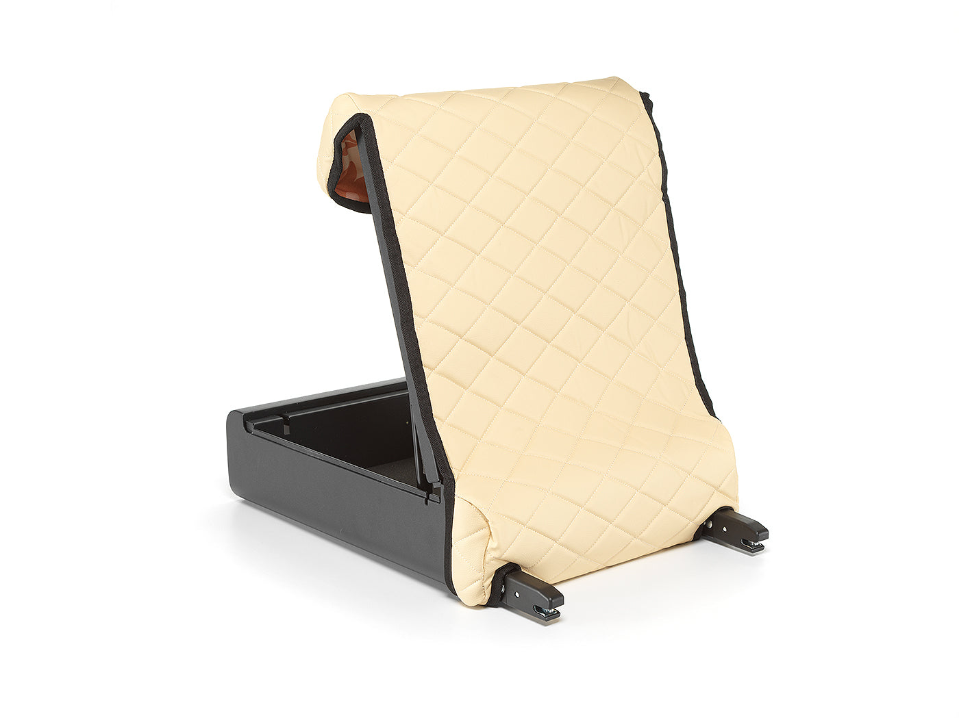 BoostedSafe Elite open with beige cover propped up showing empty interior