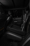 BoostedSafe Elite open showing pneumatic lid in truck rear seat install