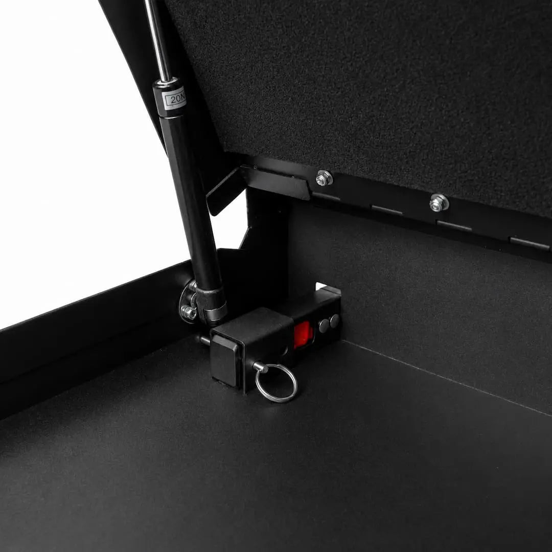 Close-up of the internal security cable mounting point inside the Boosted Safe.