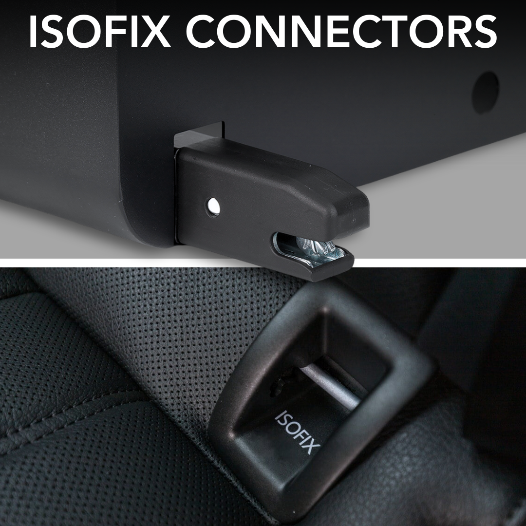 BoostedSafe ISOFIX connectors and vehicle ISOFIX anchor mounting detail