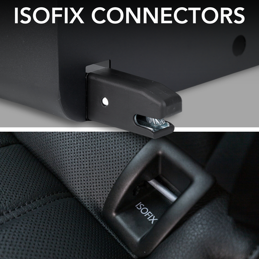 BoostedSafe ISOFIX connectors and vehicle ISOFIX anchor mounting detail