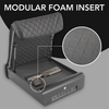 BoostedSafe modular foam insert infographic with handgun example