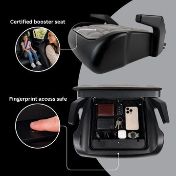 BoostedSafe Mini Elite: Certified Booster Seat & Hidden Vehicle Safe (Pre-Order)