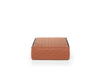 Brown quilted BoostedSafe booster seat disguise cover shown from the front.