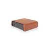 Brown quilted BoostedSafe special order cover shown on the safe from a rear side angle.