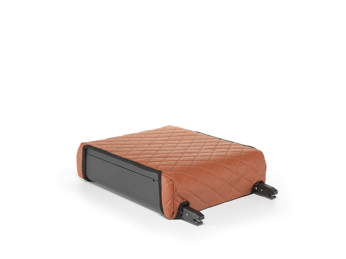 Brown BoostedSafe Elite cover installed on the safe with rear mounting brackets visible.