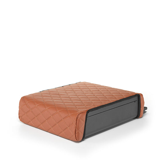 BoostedSafe Elite with brown quilted special order cover shown closed from a side angle.