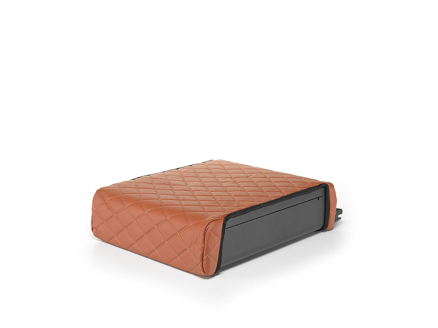 BoostedSafe Elite with brown quilted special order cover shown closed from a side angle.