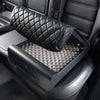 BoostedSafe Elite open hidden car safe with protective foam interior and quilted leather lid.