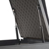 BoostedSafe Elite dual gas strut hinges with padded foam interior for controlled lid support.
