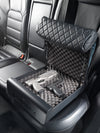 BoostedSafe Elite open on rear vehicle seat storing two handguns on protective foam.