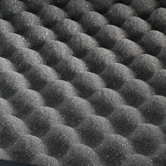 Protective egg crate foam padding inside BoostedSafe Elite secure vehicle storage safe.