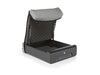 Open BoostedSafe Elite with gray cover, interior foam, gas struts and digital keypad visible.