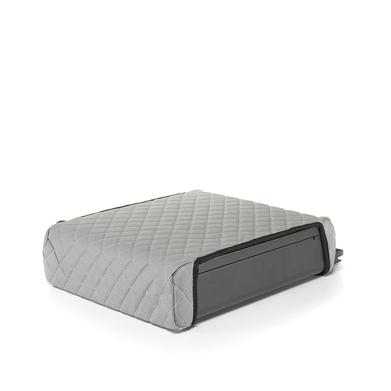 BoostedSafe Elite with gray quilted special order cover shown closed from a side angle.