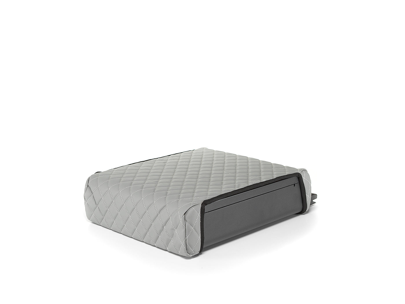 BoostedSafe Elite with gray quilted special order cover shown closed from a side angle.