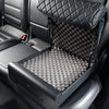 Boosted Safe Elite open on a rear vehicle seat with padded foam-lined interior and quilted booster seat disguise cover.