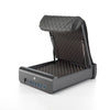 Studio view of the BoostedSafe Elite open with illuminated biometric keypad and foam-lined interior storage compartment.