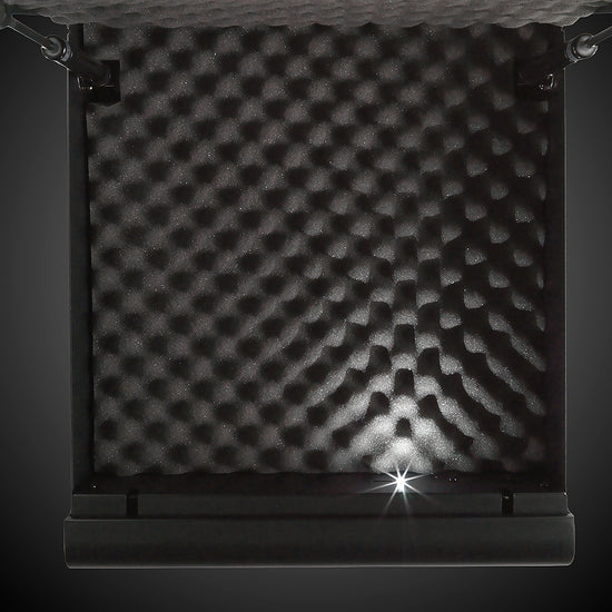 Top-down view of open BoostedSafe Elite interior with foam padding and LED light.