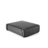 BoostedSafe Elite disguised as a black quilted booster seat cover on a white studio background.