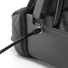 Close-up of the BoostedSafe Elite security cable connected to the side anchor point with the safe opened.