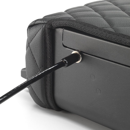 Close-up of security cable locked into the side of a closed BoostedSafe Elite.