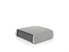 Gray quilted BoostedSafe special order cover shown on the safe from a rear side angle.