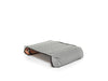 Gray reversible BoostedSafe cover showing quilted exterior and floral print underside.