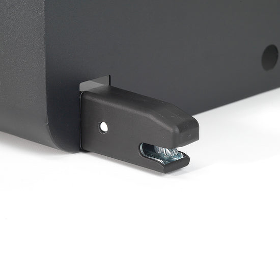 Studio close-up of BoostedSafe ISOFIX connector on the back of the safe.