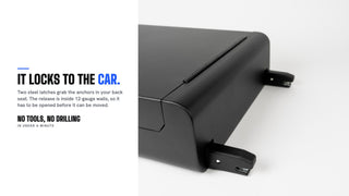 Two steel latches lock to the anchors in your back seat