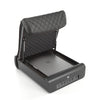 BoostedSafe Elite open with a laptop stored inside the secure rear seat storage compartment.